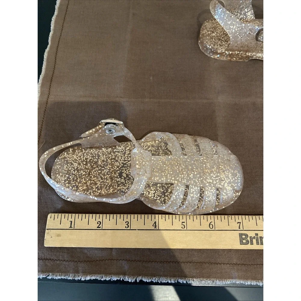 10 Toddler Jelly Sandals Gold Glitter Snap‎ Closure Worn Once 7